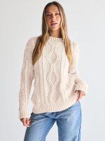 Trendy Queen Women's Oversized Cable Knit Crewneck Sweaters - Image 3
