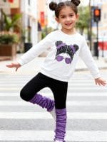 Kids Toddler Girls Clothes Figure Graphic Drop Shoulder Top Pullover Spotted Print Pants Fall Winter Outfit Set - Image 3