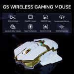 EWEADN G5 Wireless Gaming Mouse, 12800 Adjustable DPI RGB Mouse with 6 Backlit Modes, Rapid Fire Key, 9 Programmable Macro Buttons, Rechargeable Bluetooth Mouse for PC/Mac/Laptop - White - Image 3
