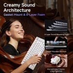 DIERYA DK81E 75% Mechanical Gaming Keyboard, Hot-Swappable, Pre-Lubed Linear Switches, Gasket-Mount, 6-Layer Dampening Foam, Programmable, Volume Knob, RGB Backlit, Double-Shot Keycaps, Wired, White - Image 3