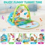 UMIKU Baby Gym Play Mats Baby Tummy Time Mat Musical Activity Center for Newborn Infant Piano Babies Play Mat Music & Light Newborn Infant Gifts for Babies 0-3 6 9 12 Months Dinosaur Style - Image 3