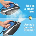Hamilton Beach 2-in-1 Steam Iron for Clothes and Garment Steamer with 5 Temperature Settings, Nonstick Soleplate, 1200 Watts, 8’ Cord, Black & Blue (14525F) - Image 3