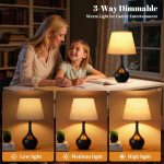 Seealle 16.1" Touch Table Lamps for Nightstand, 3-Way Dimmable Small Bedroom Lamps for Night Stands, Black Bedside Lamps for Living Room, Kids Room, End Table - Image 3