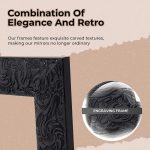 LFT HUIMEI2Y Door Mirror Full Length, Wall-Mounted Mirror Rectangle Tall with Engraving Frame for Bedroom, Living Room, Dressing Room, Black 50" x14" - Image 3