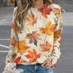 ZOCAVIA Womens Fall Crewneck Sweatshirts Fashion Casual Long Sleeve Pullover Tops Country Camo Maple Graphic Shirts Oversized - Image 3