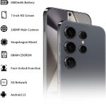 Unlocked Phone S24 Ultra Android Phone 8-core 8GB+256GB Cell Phone 7 inch HD Screen Mobile Phone 108MP+48MP Camera 6800 mAh Battery 5G Dual SIM (Titanium Black) - Image 3