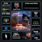 acer Nitro V 16 AI Gaming Laptop 16" WUXGA IPS 180Hz AMD Zen 4 Hexa-core Ryzen 5 240 32GB RAM 1TB SSD GeForce RTX 5050 (Up to 421 AI Tops) Backlit Win11 w/ICP Hub - Image 3