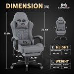 Gaming Chair, 400 lbs Adult Chair, High Back Computer Chair with Footrest and Linked Armrests, Office Video Game Chair with Lumbar Support (Grey) - Image 4