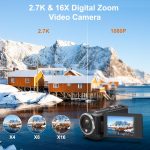 Video Camera Camcorder, QHD 2.7K Camcorder 50MP 16X Digital Video Camera for YouTube, 2.8'' 270 Degree Rotation Screen Video Recorder Vlogging Camera with 32GB Card and Two Batteries - Image 3