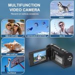 Video Camera Camcorder, QHD 2.7K Camcorder 50MP 16X Digital Video Camera for YouTube, 2.8'' 270 Degree Rotation Screen Video Recorder Vlogging Camera with 32GB Card and Two Batteries - Image 4