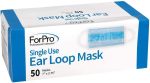 ForPro Professional Collection Single Use Ear Loop Mask, 3-Ply Disposable Non-Woven Face Mask, Latex-Free, Fiberglass-Free, Protects Against Pollen, Dust, 50-Count - Image 3
