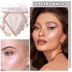 Face White Highlighter Makeup Palette Shimmer Contour Powder Waterproof Long-Lasting, Brightens Face Complexion Contour Illuminator Highlighters Blush Powder Makeup Palette - 01 Pearl White - Image 3