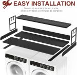 DTK Washer Dryer Countertop with Shelf, 27.55" Depth x 54" Width Laundry Wood Top Cover with Anti-Slip Strips, Over Washer and Dryer Wood Countertop with Edge Rails, Black - Image 4