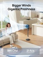 Dreo Fan for Bedroom, 80° Oscillating Standing Fan, 25dB Quiet, 80ft Pedestal Fans for Home Office, 90° Manual Vertical, 3 Speeds, Remote, 34-41" Adjustable Height, Air Circulator - Image 4