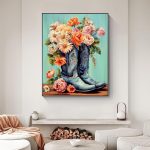 Yezavesu Cowboy Boots Paint by Numbers Kit for Adults Beginner, Flower Adult Paint by Number Kits on Canvas Without Frame, DIY Acrylic Painting by Numbers for Home Wall Decor Gift 16x20 Inch - Image 3