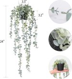 COCOBOO 1pcs Artificial Hanging Plants, Fake Potted Eucalyptus Faux Hanging Plant for Wall Room Home Indoor Outdoor Shelf Decor - Image 3
