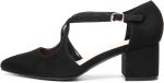 DREAM PAIRS Women's Chunky Heels Dress Pumps Closed Pointed Toe Comfort Cross Strap Block Heel Shoes for Party Dance Wedding - Image 3