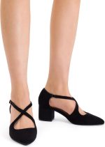 DREAM PAIRS Women's Chunky Heels Dress Pumps Closed Pointed Toe Comfort Cross Strap Block Heel Shoes for Party Dance Wedding - Image 5