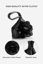 BABEYOND Clutch Purses for Women - Evening Bags Flower Satin Handbag Classy Wristlet Purse for Party Daily Wedding - Image 3