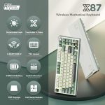 RK ROYAL KLUDGE X87 Gasket Mechanical Keyboard, 75% Wireless Gaming Keyboard with Touchable X-Plate & Volume Knob, Bluetooth/2.4GHz/Wired, Hot Swappable RGB Backlit (Green, Light Switch) - Image 3