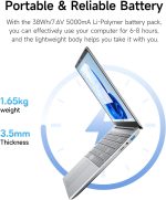 15.6 Inch Laptop with Office 365, 4GB RAM, 128GB Storage Expandable 1TB, 5205U Processor, HD Display, Windows 11 Laptops Computer, Wi-Fi 5, BT4.2, Numpad, Type-C, for Business and Students. - Image 4