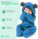 Cuddle Club Fleece Baby Bunting Bodysuit with Hood, Convertible Mittens & Booties, Car Seat Friendly, Soft & Warm, Easy Zip - Image 3