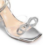 DREAM PAIRS Stiletto Bow Heels for Women Strappy Sparkly Rhinestone Square Toe Clear Crystal High Sandals for Party Wedding - Image 3