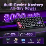 YUNZII RT75 PRO Wireless Gaming Keyboard,Hall Effect Mechanical Rapid Trigger Magnetic Keyboard Bluetooth/USB-C/2.4G 8KHz Polling Rate &128K Scan,RGB Backlit,TGL/SOCD/DKS/MT (Black, Outemu Red Switch) - Image 4