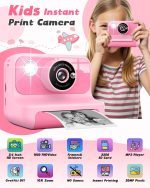 Instant Print Camera for Kids, 1080P Digital Video Cameras, Christmas Birthday Gifts Toys for Age 3-12, Toddler Camera for 4 5 6 7 8 9 10 Year Old Girls - Pink - Image 3