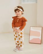 Kislio Newborn Baby Girls Clothes Ribbed Ruffled Romper+Floral Pants+Headband Infant Outfit Set - Image 4
