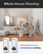 Cordless Vacuum Cleaner, 2 Batteries 110 Mins Runtime Vacuum Cleaners for Home, 550W 45KPA 15-in-1 Stick Vacuum with Charging Dock, Handheld Vacuum Cordless for Pet Hair Carpet Hardwood Floor - Image 3