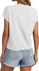 Womens Cap Sleeve Crop Tops Cotton T Shirts Crewneck Loose Fit Short Sleeves Tee Summer Fashion Clothes 2025 - Image 5