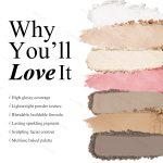 KYDA Baked Highlighter Contour Palette, Champagne Face Illuminator & Natural Matte Contour, Lasting Glow Face Sculpting Contouring Makeup, Buildable Shimmer Color, Sun Glow & Taupe - Image 3