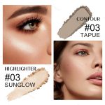 KYDA Baked Highlighter Contour Palette, Champagne Face Illuminator & Natural Matte Contour, Lasting Glow Face Sculpting Contouring Makeup, Buildable Shimmer Color, Sun Glow & Taupe - Image 4