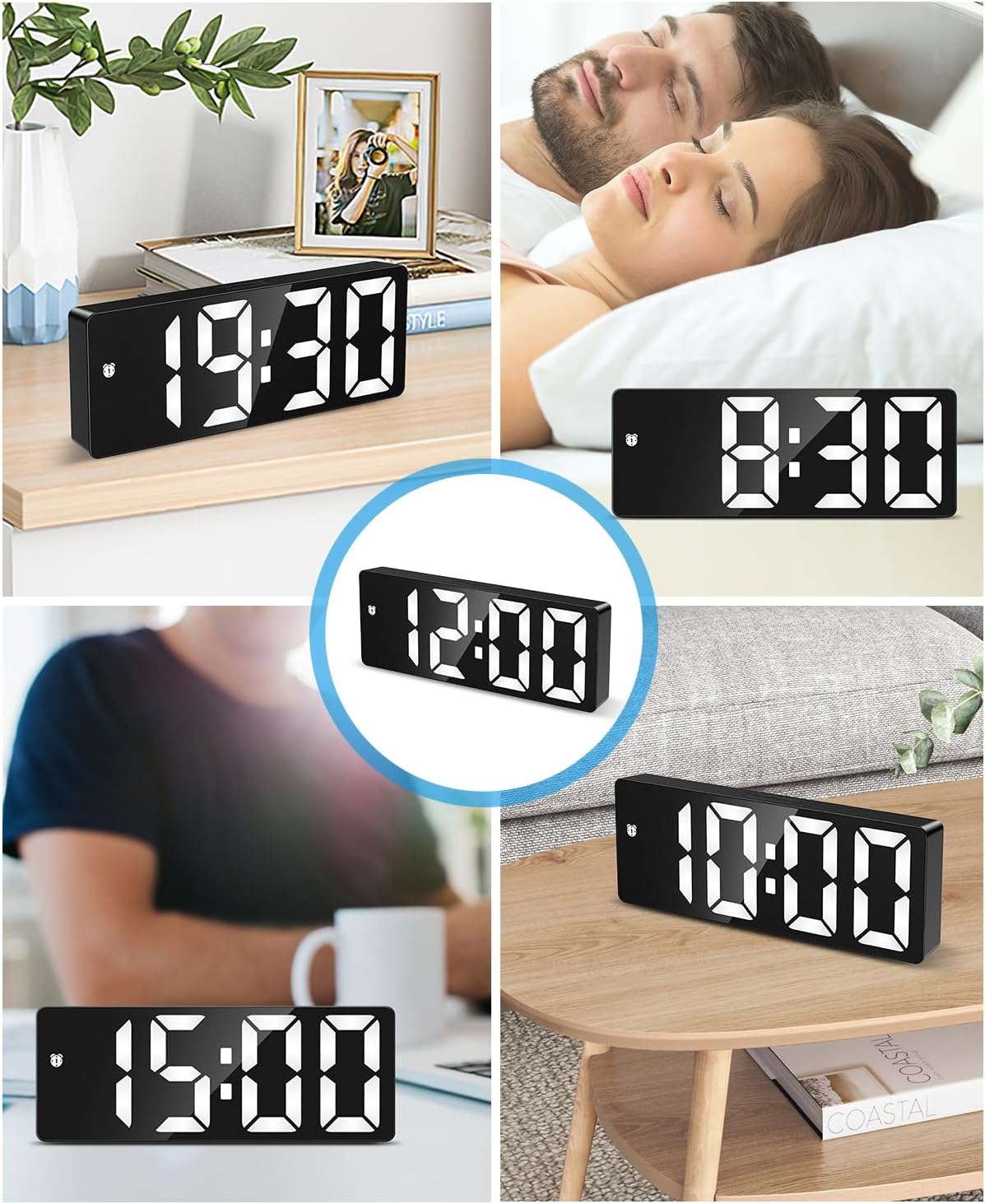 AMIR Digital Alarm Clock, [Upgraded Version] LED Clock for Bedroom, Electronic Desktop Clock with Type-C Port,Adjustable Brightness,DST,Snooze,12/24H Display for Home,Office - Image 3