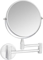 Amazon Basics Wall Mount Round Vanity Magnifying Bathroom Mirror, 1X/5X Magnification, 12.8"L x 10"W, Chrome - Image 3