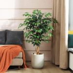 4ft Artificial Ficus Tree with Natural Wood Trunk, Silk Fake Ficus Tree in Plastic Nursery Pot, Faux Plant for Office Home, Indoor Outdoor Decor, 1 Pack - Image 4