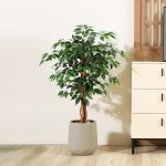 4ft Artificial Ficus Tree with Natural Wood Trunk, Silk Fake Ficus Tree in Plastic Nursery Pot, Faux Plant for Office Home, Indoor Outdoor Decor, 1 Pack - Image 5