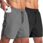 2 Pack Mens 5" Workout Athletic Shorts Quick Dry Gym Shorts with Pockets, Sports Exercise Running Shorts for Men - Image 2