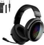 2.4GHz Wireless Gaming Headsets for PS5/PS4/PC/Switch - Bluetooth 5.3 Headphones with 7.1 Surround Sound, Noise-Canceling Mic, 30+Hr Battery & Support Playing While Charging - Black - Image 2