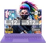 2025 16 Inch Gaming Laptop N5095 (Up to 2.9 GHz) 12GB+512GB SSD Support 1TB Expand Win 11 Laptops 1920 * 1200 FHD Screen 5G WiFi BT 4.2 Webcam Cooling Fan Numeric Keypad-Purple - Image 2