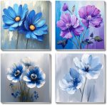 4 Pack Paint by Numbers Kit for Adults Kids, Easy Framed Adults Paint by Numbers Kits, DIY Simple Flowers Acrylic Oil Painting Number Kits for Home Wall Decor (8 x 8 Inch) - Image 2