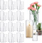 48 Pack Glass Cylinder Vases 4,6,8,10 Inch Tall Clear Flower Vase Hurricane Floating Candle Holder for Table Centerpiece Wedding Home Decor - Image 2