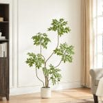 4FT Artificial Sumac Tree in White Pot, Real Touch Silk Faux Plant Indoor Outdoor - Lifelike Fake Tree for Home, Office, Living Room, Lobby, Patio Decor - Image 2
