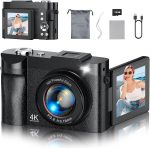 4K Digital Camera for Photography, 50MP Vlogging Camera for YouTube, Compact Cameras with 2.8" 180° Flip Screen, 16X Digital Zoom, Point and Shoot Camera with 32GB SD for Beginners, Travel, Family - Image 2