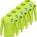 5 Pack Custom Dry Fit Long Sleeve Shirts for Men, Add Your Logo Front & Back Printing, Customized Moisture Wicking Sun Protection UV Workwear T-Shirts Black - Image 2