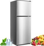5.0 Cu.Ft Fridge with Freezer, Dual Door Refrigerator with 7 Settings Temperature Adjustable, Small Fridge for Dorm Office Apartment and Home (Silver, 5.0 Cu.Ft) - Image 2
