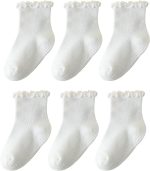 6 Pairs Toddler Ruffle Socks for Girls Baby Grip Socks Non Slip Socks Cute Grippy Frilly - Image 2
