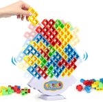 64 Pcs Tetra Tower Stack Game, Team Tower Tumble Giant Stacking Game, Balance Stacking Blocks Game for Kids Ages 6-12 & Adults, Family Party Board Games, Educational STEM Toys (2-4 Players) - Image 2