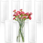 7pcs Glass Cylinder Vases for Centerpieces - 10 Inch Tall Glass Vases for Flower, Clear Flower Vase Bulk Floating Candle Vase for Table Centerpiece Wedding Home Décor - Image 2